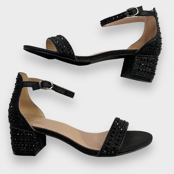 Delicacy Women’s Natalie 20 Jeweled Block Heels size 6.5 Black - Picture 1 of 9